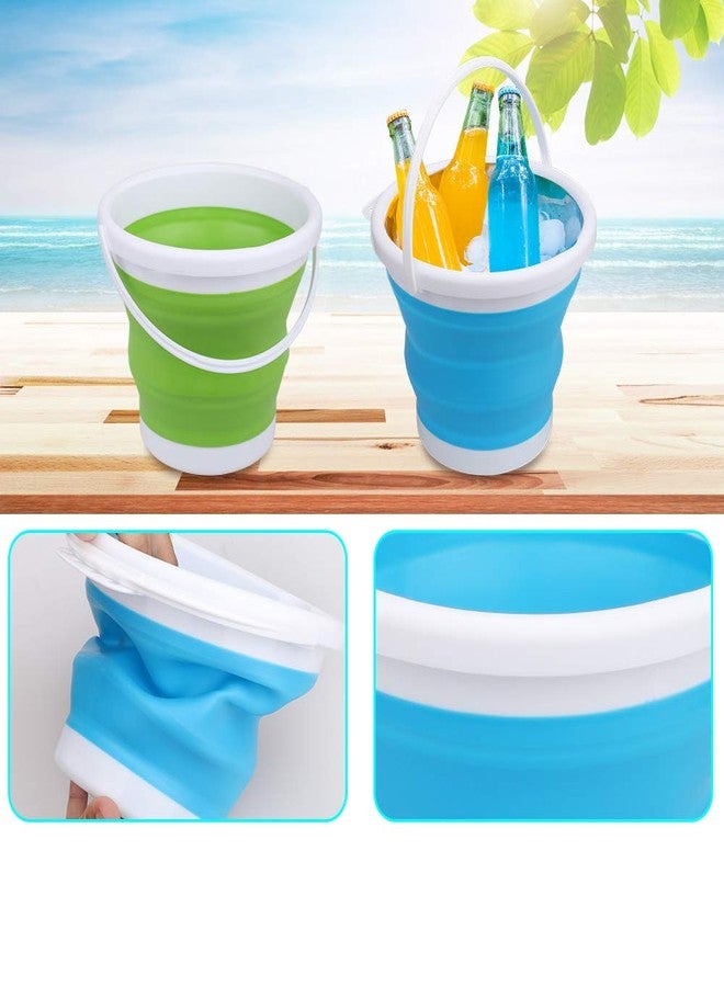 Anzmtosn Foldable Beach Buckets Set 6.5" Large Sand Portable Multi Functions Pails Kit Buckets Easy Stock Tool for Camping, Travelling, Fishing, Beach Toys,Car Window Washing, Household Cleaning - Image 3